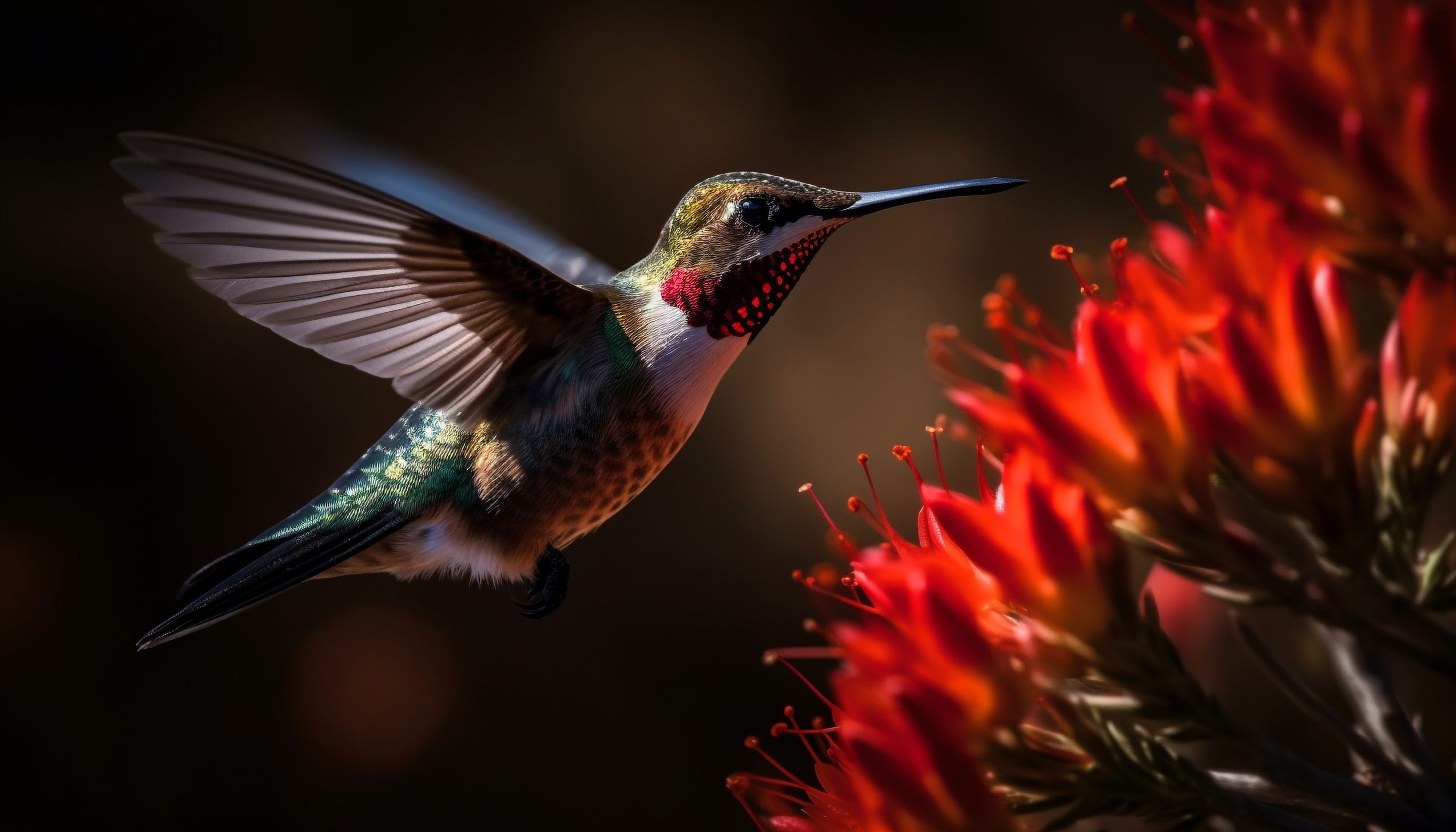 black and red hummingbird